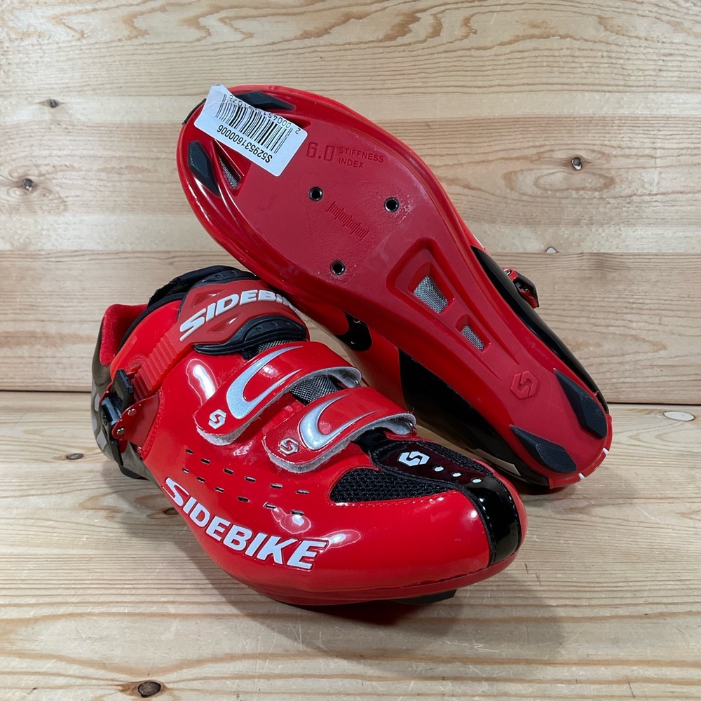 NWOB Sidebike Cycling Road Bike Shoes Men’s 8 EU 41 Red Black 3 Bolt SG-001